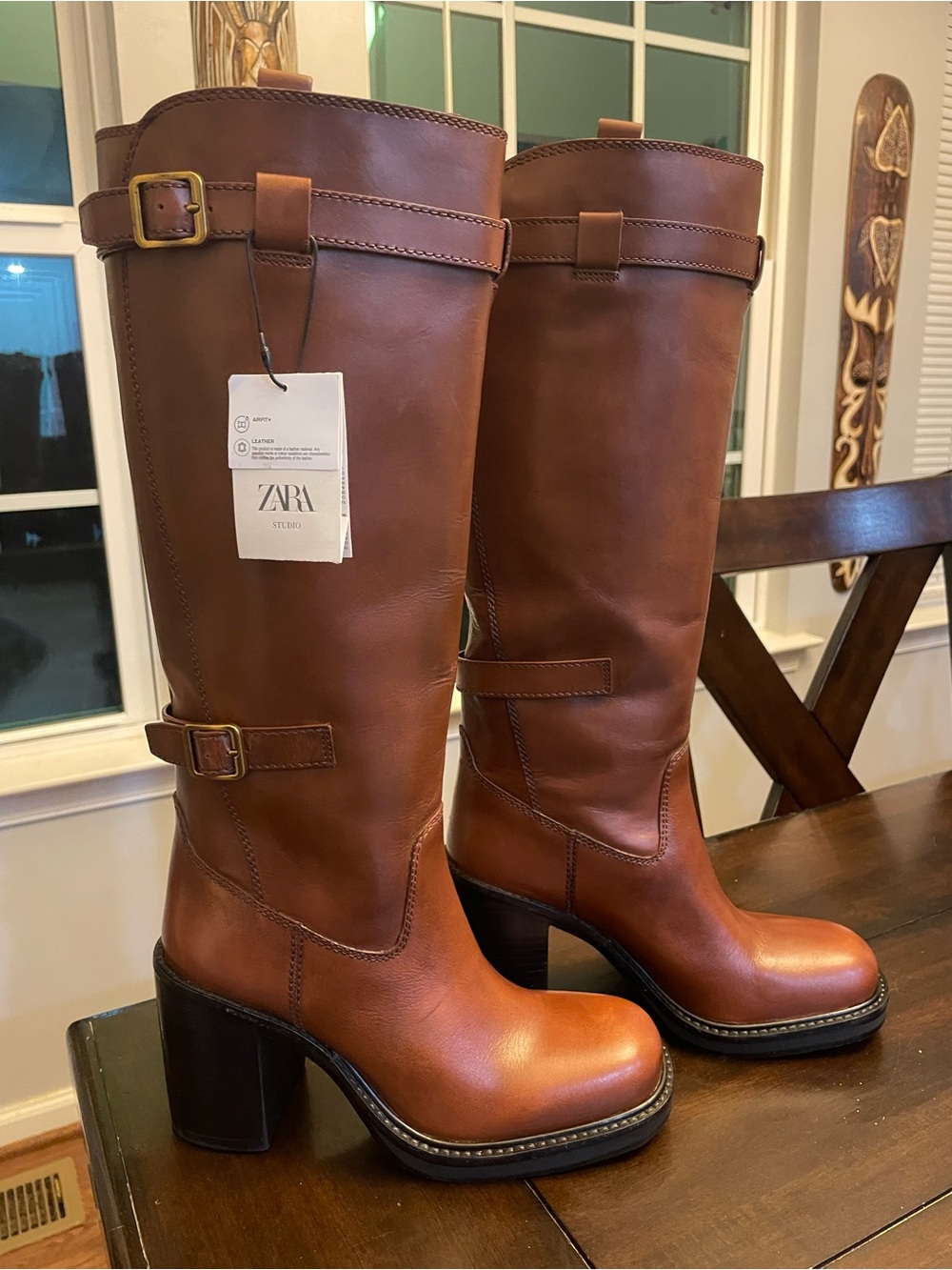Zara Studio Limited Edition Leather Knee-High Boots